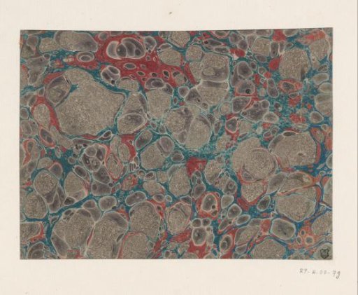 Granite pebble marble in blue, red and grey