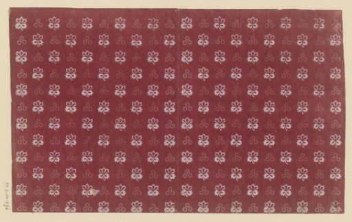 Sheet with alternating scattered pattern of floral motif and dotted circles
