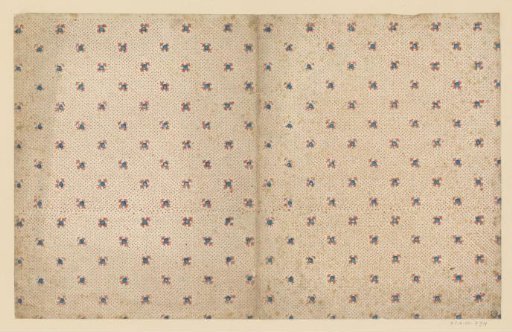 Sheet with scattered pattern of floral motif on dotted ground