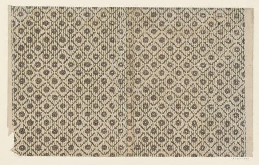 Sheet with diamond pattern with floral motif as field filling under continuous line ground