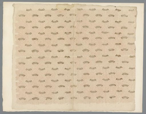 Sheet with scattered pattern of motif with dashes on a dotted ground