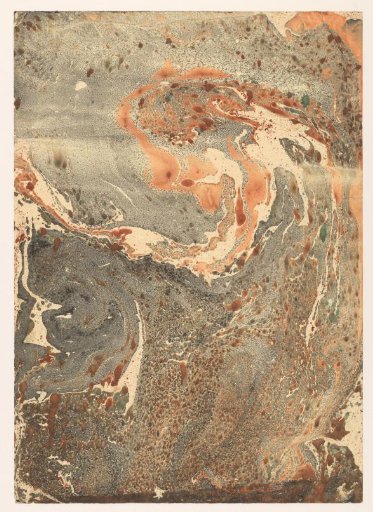 Spiral marble in grey, orange-brown and green