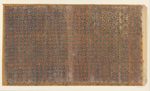 Sheet with a grid pattern of vines with flowers as infill (one of eight identical sheets)
