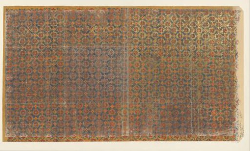 Sheet with a grid pattern of vines with flowers as infill (one of eight identical sheets)