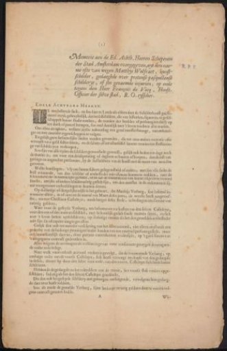 Memorandum to the Aldermen of Amsterdam