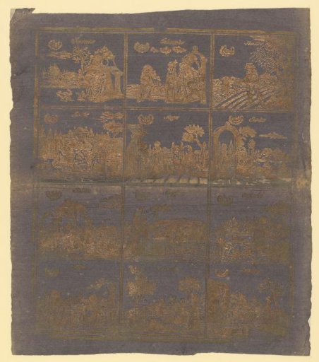 Sheet with the twelve months in four rows of three