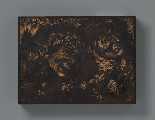 Two bacchantes surrounded by vine leaves