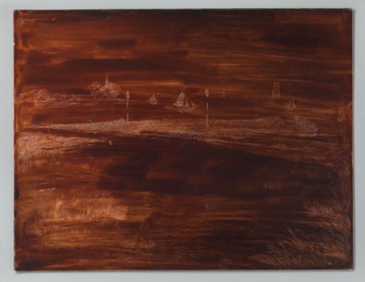 River Landscape with Two Towers and a Sailing Boat