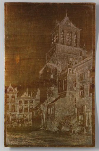 Street in Delft with the town hall