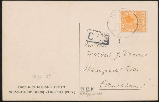Postcard to Wolbert J. Vroom