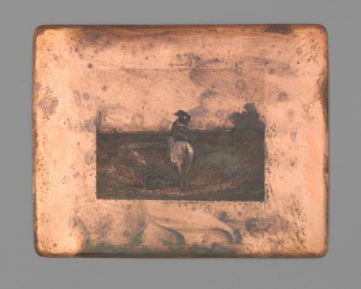Man on horseback with two dogs