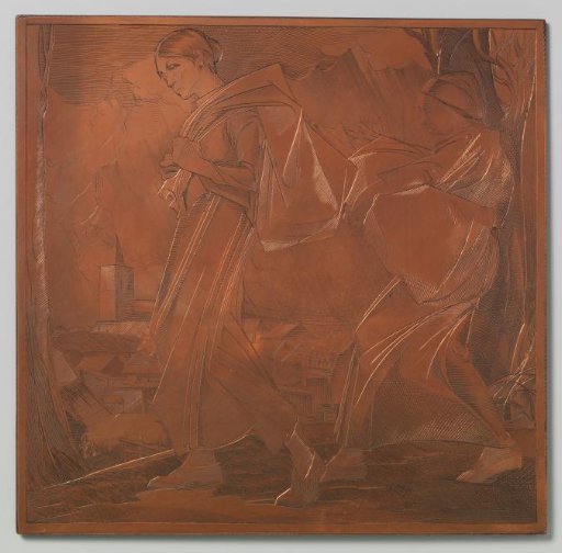 Two women, both carrying a sack