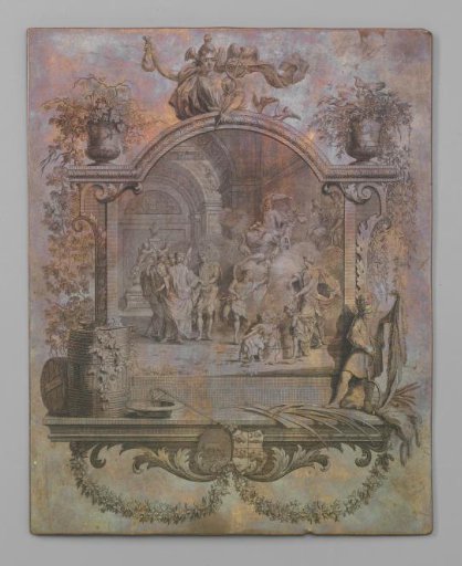 Allegorical representation in a cartouche