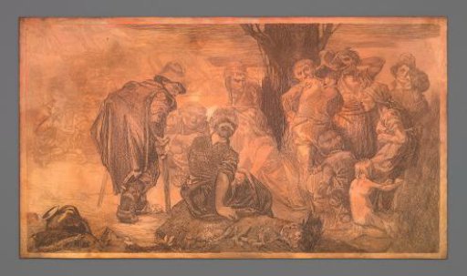 Group of men and women by a tree