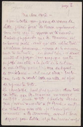 Letter to Héloïse Bernard-Bodin
