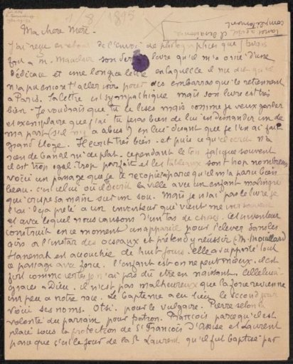 Letter to Héloïse Bernard-Bodin