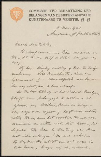 Letter to Philip Zilcken