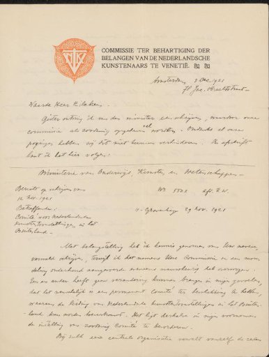 Letter to Philip Zilcken