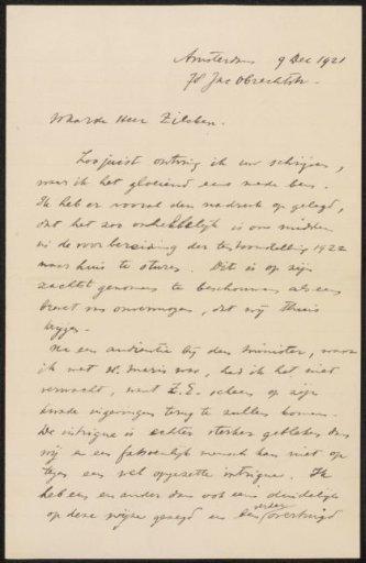 Letter to Philip Zilcken