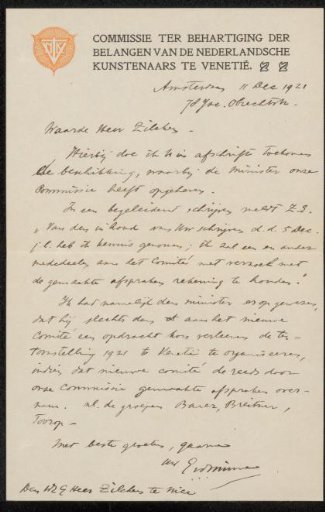 Letter to Philip Zilcken