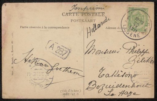 Postcard to Philip Zilcken