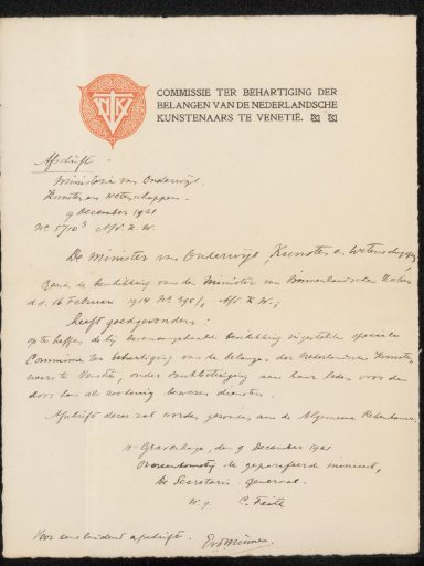 Copy of a decree by the Minister of Education, Arts and Sciences