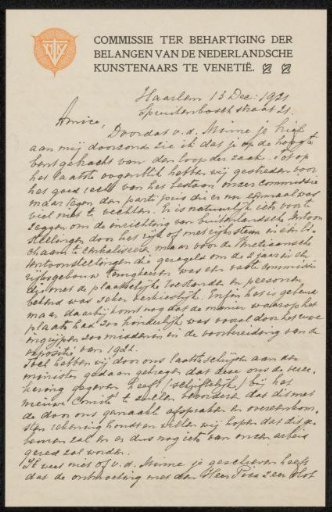 Letter to Philip Zilcken