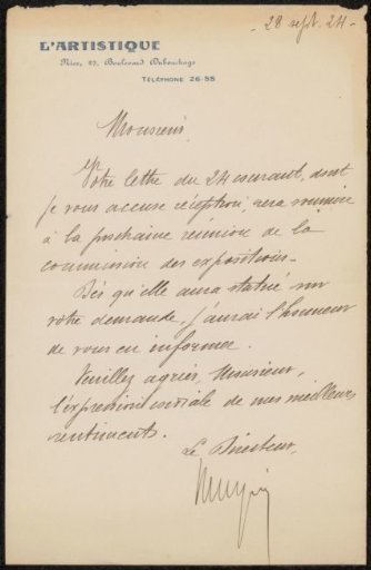 Letter to Philip Zilcken