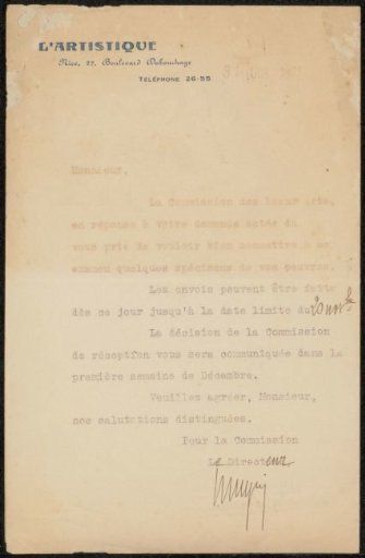 Letter to Philip Zilcken