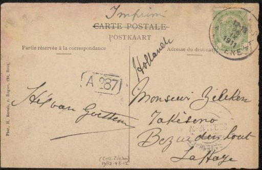 Postcard to Philip Zilcken