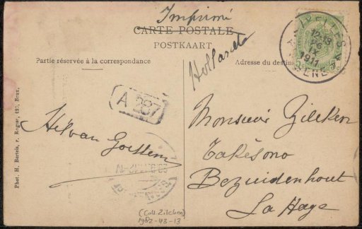 Postcard to Philip Zilcken