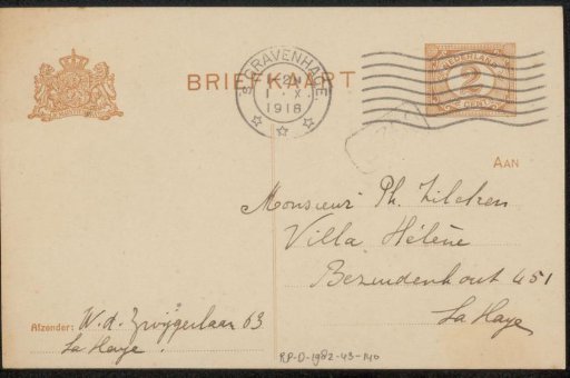 Postcard to Philip Zilcken