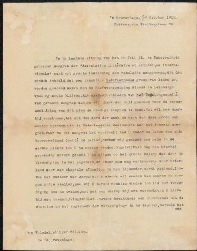 Letter to Philip Zilcken
