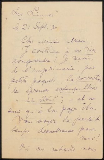 Draft letter to Albert Messein