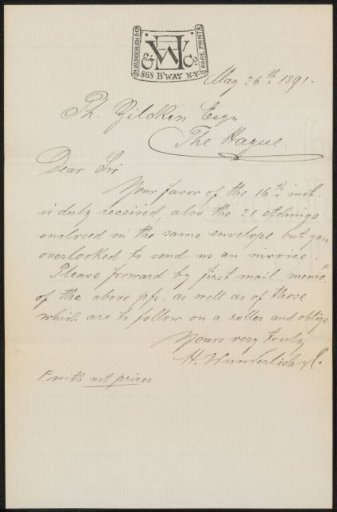 Letter to Philip Zilcken