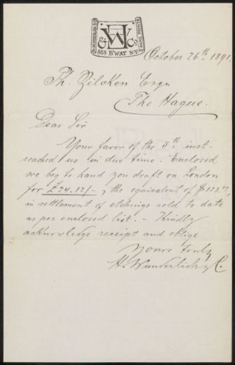 Letter to Philip Zilcken
