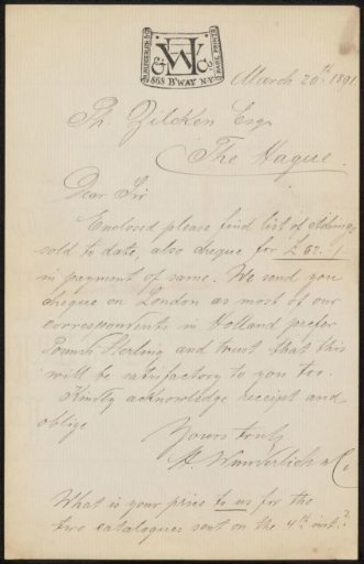 Letter to Philip Zilcken