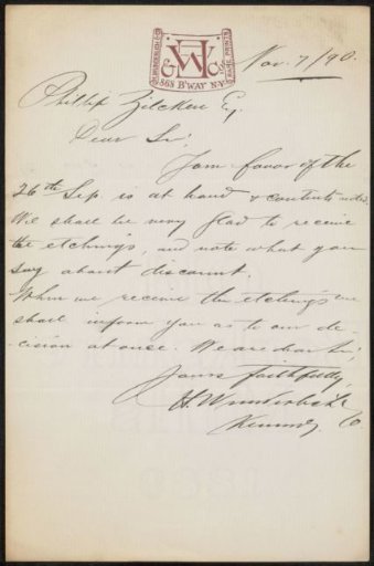 Letter to Philip Zilcken