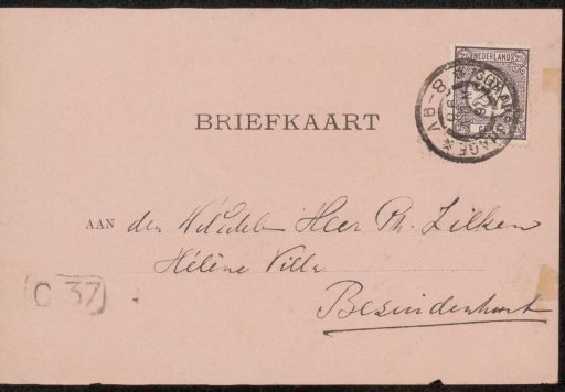 Postcard to Philip Zilcken