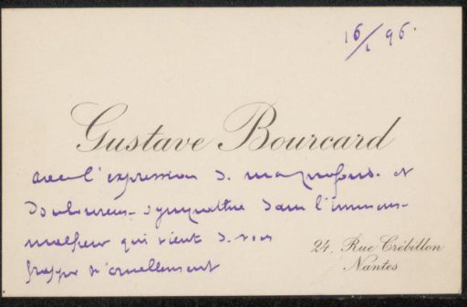 Calling card to Philip Zilcken