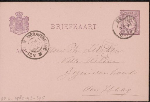 Postcard to Philip Zilcken