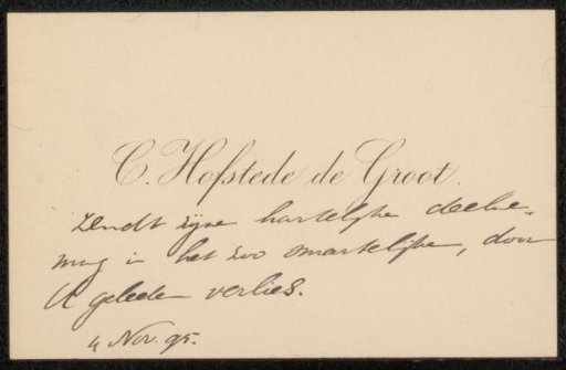Visiting card to Philip Zilcken