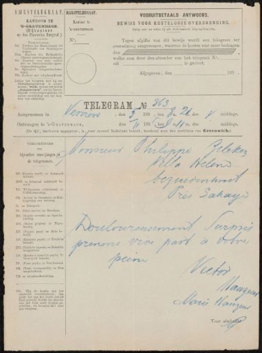 Telegram to Philip Zilcken