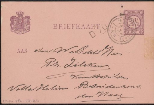 Postcard to Philip Zilcken