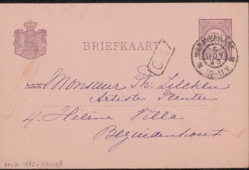 Postcard to Philip Zilcken