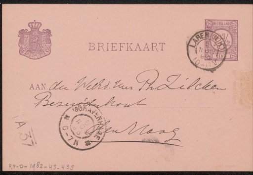Postcard to Philip Zilcken