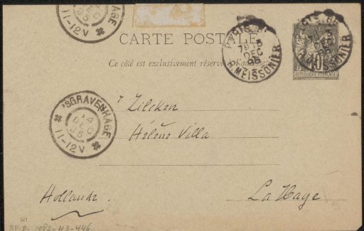 Postcard to Philip Zilcken