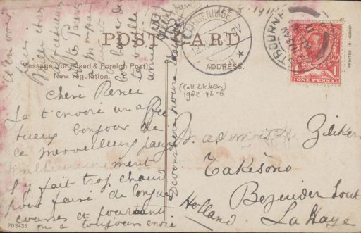 Postcard to Renée Hélène Laure Zilcken