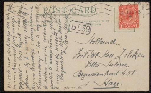 Postcard to Philip Zilcken