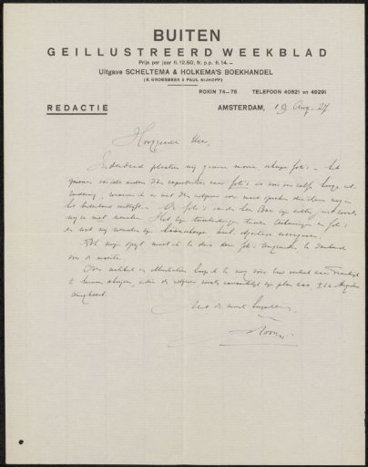Letter to Philip Zilcken